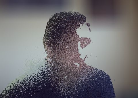 Entspannter Mensch im digitalen Spiegelbild