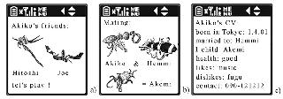 Examples of pet's friendships (a), mating (b), and curriculum vitae (c).