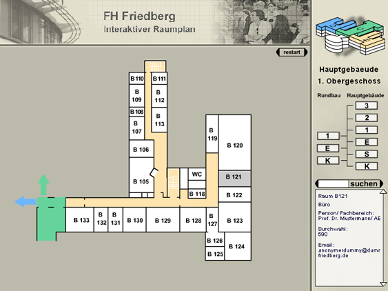Detailansicht mit Informationen zu einem Raum